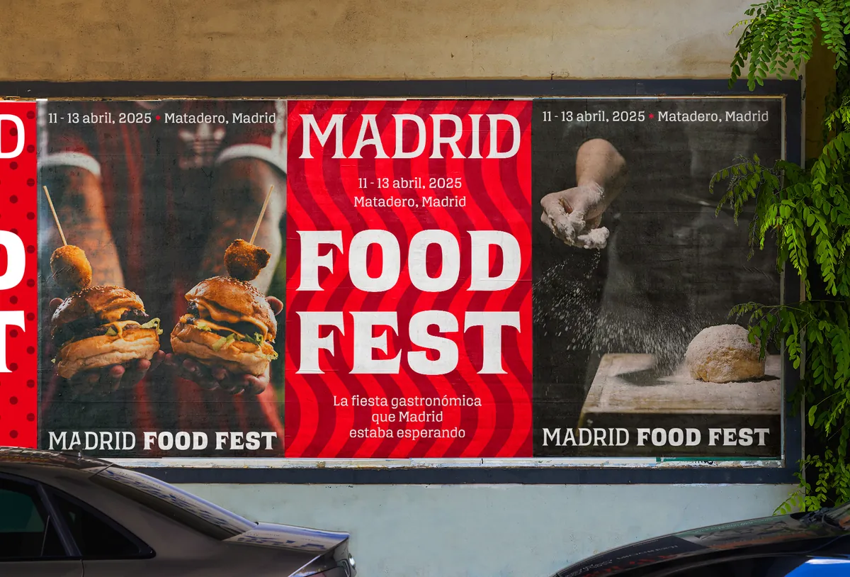 Carteles del festival Madrid Food Fest con su nueva identidad